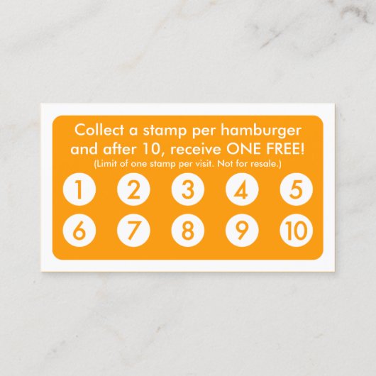 mod hamburger - loyaliteitskaart klantenkaartje (Achterkant)