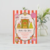 Mod Hand Drawn Christmas Open House Kaart (Staand voorkant)