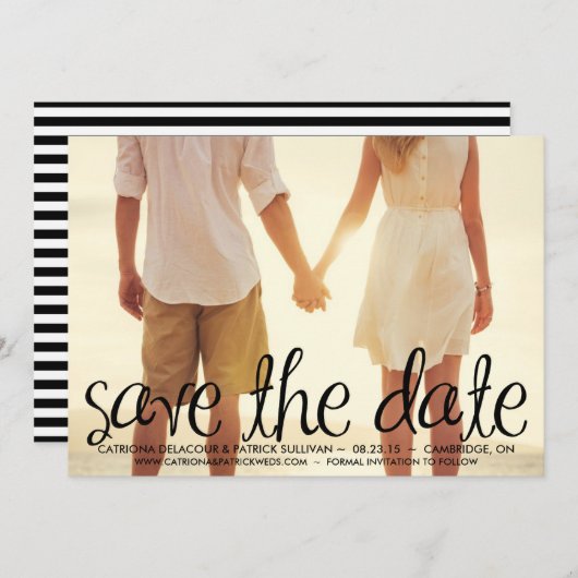 Mod Handgeschreven Script Sla de datumaankondiging Kaart (Voorkant / Achterkant)