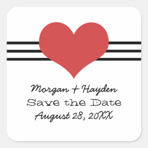 Mod hart De datum Stickers opslaan, rood