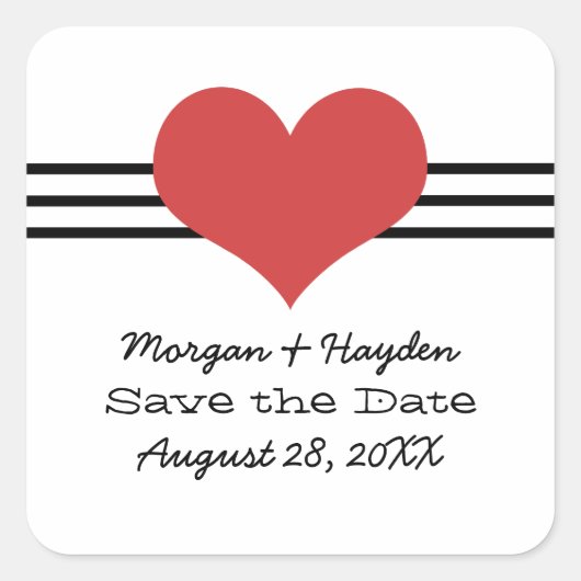 Mod hart De datum Stickers opslaan, rood (Voorkant)