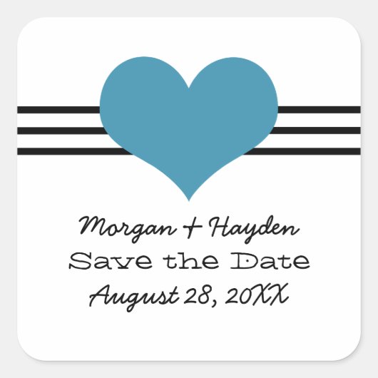 Mod hart Opslaan Datum Stickers Blauw (Voorkant)