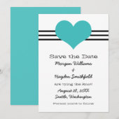 Mod hart Opslaan Datum uitnodiging, Aqua Save The Date (Voorkant / Achterkant)