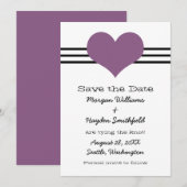 Mod hart Opslaan Datum uitnodiging, Paars Save The Date (Voorkant / Achterkant)