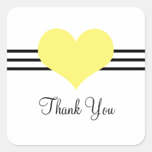 Mod Heart Dank jullie Stickers, Geel Vierkante Sticker