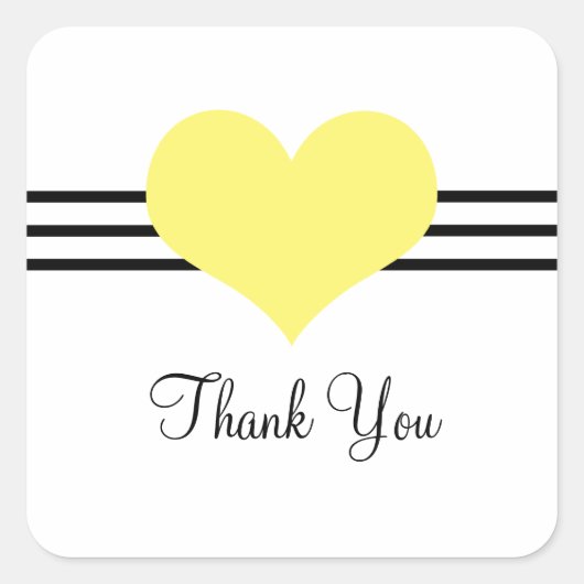 Mod Heart Dank jullie Stickers, Geel Vierkante Sticker (Voorkant)