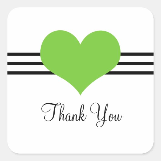 Mod Heart Dank jullie Stickers, Groen Vierkante Sticker (Voorkant)