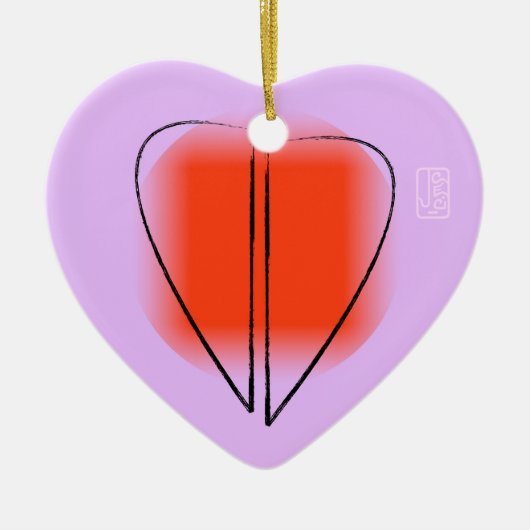 Mod Heart Love Heart-Shaped Keramisch Ornament (Voorkant)