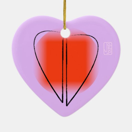 Mod Heart Love Heart-Shaped Keramisch Ornament (Achterkant)