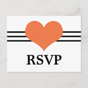 Mod Heart RSVP Briefkaart, Oranje Uitnodiging Briefkaart