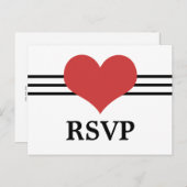 Mod Heart RSVP Briefkaart, rood Uitnodiging Briefkaart (Voorkant / Achterkant)