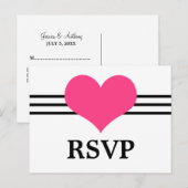 Mod Heart RSVP Briefkaart, Roze Uitnodiging Briefkaart (Voorkant / Achterkant)