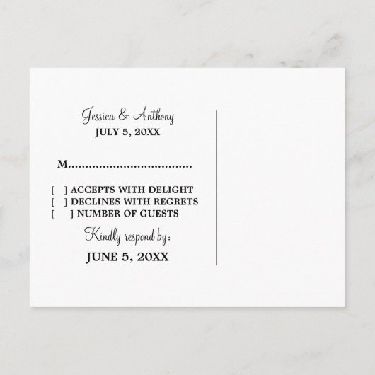 Mod Heart RSVP Briefkaart, Roze Uitnodiging Briefkaart (Achterkant)