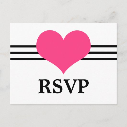Mod Heart RSVP Briefkaart, Roze Uitnodiging Briefkaart (Voorkant)