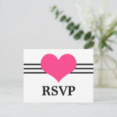 Mod Heart RSVP Briefkaart, Roze Uitnodiging Briefkaart (Staand voorkant)