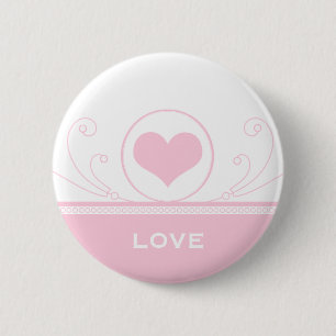 Mod Heart Swirls Button, lichtroze Ronde Button 5,7 Cm