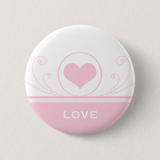 Mod Heart Swirls Button, lichtroze Ronde Button 5,7 Cm (Voorkant)