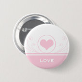 Mod Heart Swirls Button, lichtroze Ronde Button 5,7 Cm (Voorkant /achterkant)