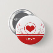Mod Heart Swirls Button, Red Ronde Button 5,7 Cm (Voorkant /achterkant)
