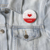 Mod Heart Swirls Button, Red Ronde Button 5,7 Cm (In situ)