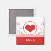Mod Heart Swirls Magnet, Red Magneet (Voorkant / Achterkant)