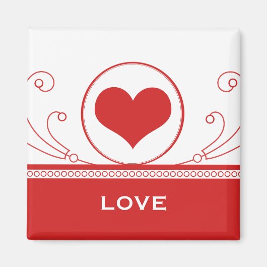 Mod Heart Swirls Magnet, Red Magneet (Voorkant)