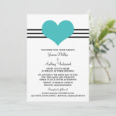 Mod Heart Wedding Invite, Aqua Kaart (Staand voorkant)