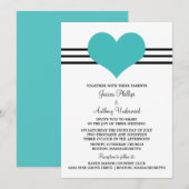 Mod Heart Wedding Invite, Aqua Kaart (Voorkant / Achterkant)