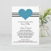 Mod Heart Wedding Invite, blauw Kaart (Staand voorkant)