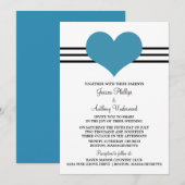 Mod Heart Wedding Invite, blauw Kaart (Voorkant / Achterkant)