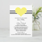 Mod Heart Wedding Invite, Geel Kaart (Staand voorkant)