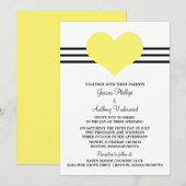 Mod Heart Wedding Invite, Geel Kaart (Voorkant / Achterkant)