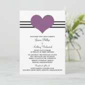 Mod Heart Wedding Invite, Paars Kaart (Staand voorkant)