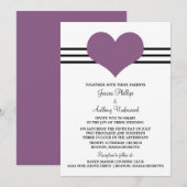 Mod Heart Wedding Invite, Paars Kaart (Voorkant / Achterkant)