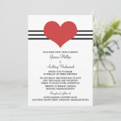 Mod Heart Wedding Invite, Red Kaart (Staand voorkant)
