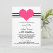 Mod Heart Wedding Invite, Roze Kaart (Staand voorkant)