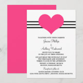 Mod Heart Wedding Invite, Roze Kaart (Voorkant / Achterkant)