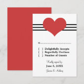 Mod Heart Wedding Response Kaart, Red RSVP Kaartje (Voorkant / Achterkant)