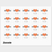 Mod Heart Wedding Stickers, Oranje Vierkante Sticker (Vel)