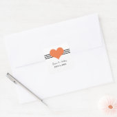 Mod Heart Wedding Stickers, Oranje Vierkante Sticker (Envelop)