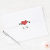 Mod Heart Wedding Stickers, Red Vierkante Sticker (Envelop)