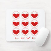 Mod Hearts Love Mousepad, Red Muismat (Met muis)