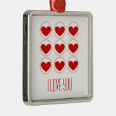 Mod Hearts Love Ornament, Red Metalen Ornament (Rechts)