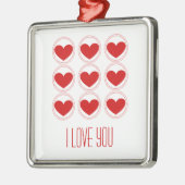 Mod Hearts Love Ornament, Red Metalen Ornament (Links)