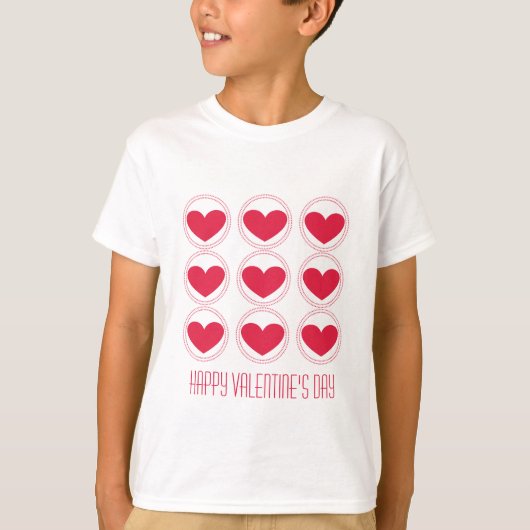 Mod Hearts Valentijn Girls T-shirt, donkerroze T-shirt (Voorkant)