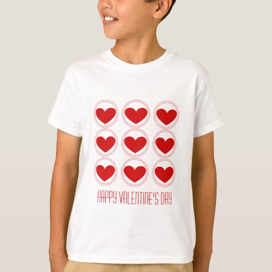 Mod Hearts Valentijn Girl's T-shirt, Red T-shirt (Voorkant)