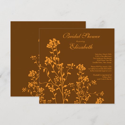 Mod Herfst Floral Bridal Shower Kaart (Voorkant / Achterkant)