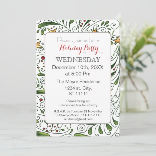 Mod Holiday Pattern, Uitnodiging feestdag (Staand voorkant)