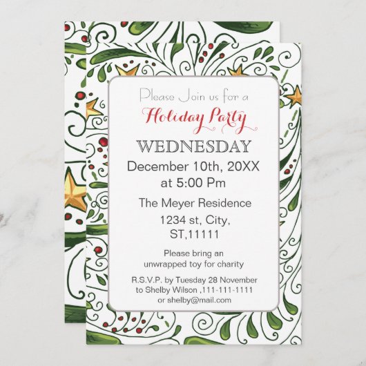 Mod Holiday Pattern, Uitnodiging feestdag (Voorkant / Achterkant)
