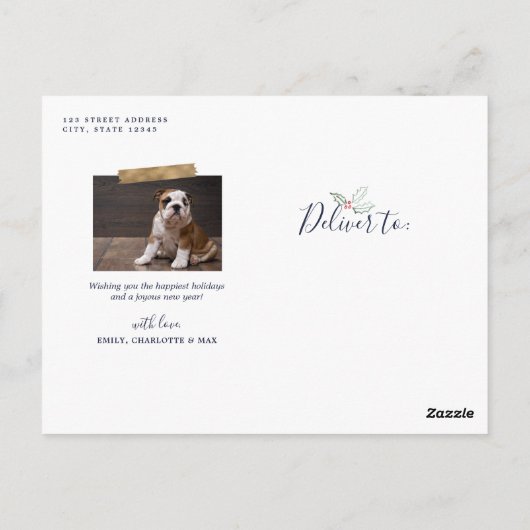 Mod Holly Gold Geo Foto Lijst Navy | Vakantiekaart Briefkaart (Achterkant)